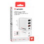 Verbatim Cargador de Pared 30W con 4 Puertos (1x USB-C y 3x USB-A) Blanco
