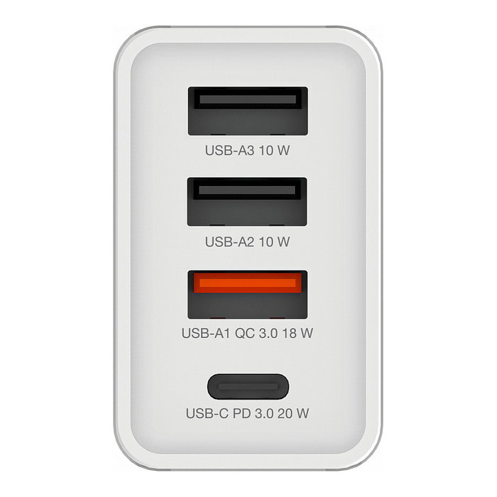 Verbatim Cargador de Pared 30W con 4 Puertos (1x USB-C y 3x USB-A) Blanco Verbatim Cargador de Pared 30W con 4 Puertos (1x USB-C y 3x USB-A) Blanco