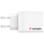 Verbatim Cargador de Pared 30W con 4 Puertos (1x USB-C y 3x USB-A) Blanco