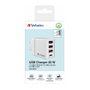 Verbatim Cargador de Pared 30W con 4 Puertos (1x USB-C y 3x USB-A) Blanco