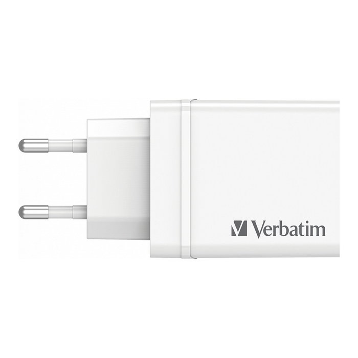 Verbatim Cargador de Pared 30W con 4 Puertos (1x USB-C y 3x USB-A) Blanco Verbatim Cargador de Pared 30W con 4 Puertos (1x USB-C y 3x USB-A) Blanco