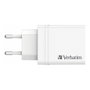 Verbatim Cargador de Pared 30W con 4 Puertos (1x USB-C y 3x USB-A) Blanco