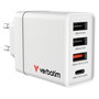 Verbatim Cargador de Pared 30W con 4 Puertos (1x USB-C y 3x USB-A) Blanco