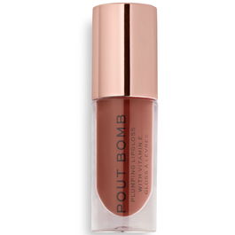 Pout Bomb, Vitamina E, Relleno, Brillo de labios, Galleta Profunda Nude, 4.6 ml