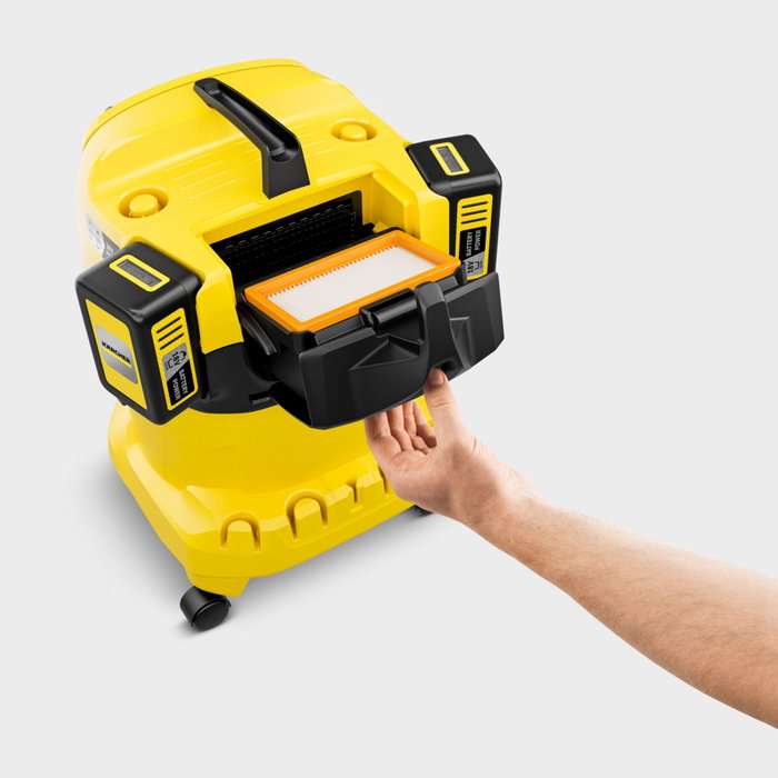 Kärcher WD 4-18 Dual Battery Set Aspiradora para Seco y Húmedo con 2 Baterías de 5.0 Ah y 2 Cargadores Kärcher WD 4-18 Dual Battery Set Aspiradora para Seco y Húmedo con 2 Baterías de 5.0 Ah y 2 Cargadores