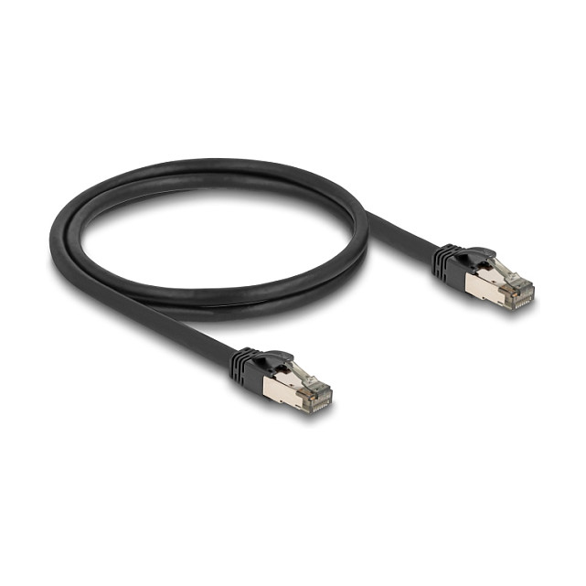 DeLOCK Cable de red RJ45 Cat.6A U/FTP ultraflexible con cubierta metálica 1 m negro