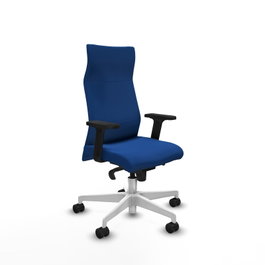 PIQUERAS Y CRESPO Sillón Albacete Azul con Mecanismo Sincro y Base Blanca