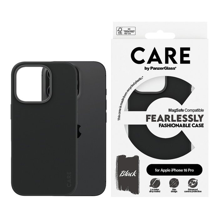 PanzerGlass CARE Fashionable Case MagSafe para iPhone 16 Pro, Negro PanzerGlass CARE Fashionable Case MagSafe para iPhone 16 Pro, Negro