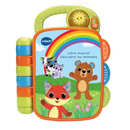 V-Tech Libro Musical Descubre Los Animales 80-567822 Interactivo para Bebés +6 Meses con Canciones y Luz LED