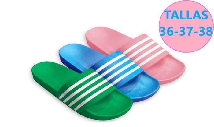 Poessa Chancla pala PVC unisex junior, rosa, azul y verde tallas 36/37/38 - modelos surtidos