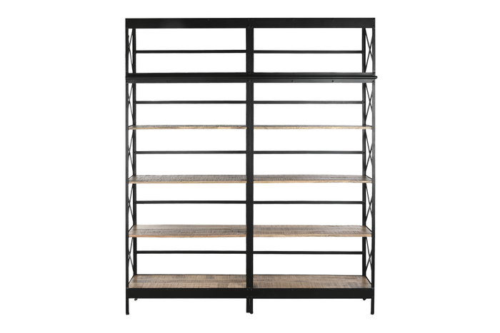 DKD Home Decor Estantería Loft Negro Natural 180 x 35 x 220 cm Metal Mango 5 Estantes DKD Home Decor Estantería Loft Negro Natural 180 x 35 x 220 cm Metal Mango 5 Estantes