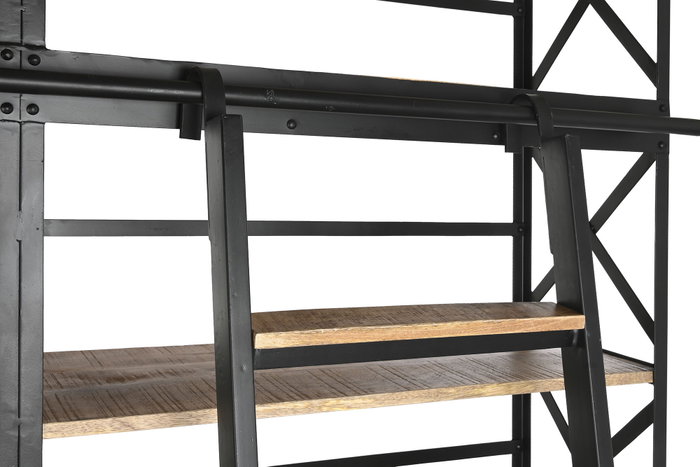 DKD Home Decor Estantería Loft Negro Natural 180 x 35 x 220 cm Metal Mango 5 Estantes DKD Home Decor Estantería Loft Negro Natural 180 x 35 x 220 cm Metal Mango 5 Estantes