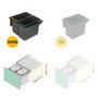 Emuca Contenedor de reciclaje para fijación lateral en mueble de cocina Recycle 2x24litros, Acero, Plástico gris antracita