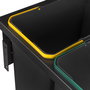 Emuca Contenedor de reciclaje para fijación lateral en mueble de cocina Recycle 2x24litros, Acero, Plástico gris antracita