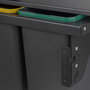 Emuca Contenedor de reciclaje para fijación lateral en mueble de cocina Recycle 2x24litros, Acero, Plástico gris antracita
