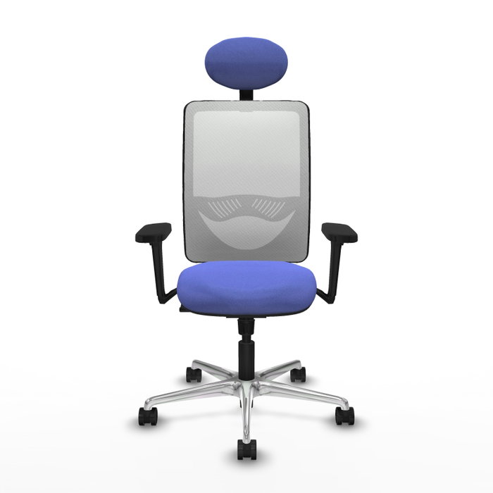 PIQUERAS Y CRESPO Silla de oficina Zulema con mecanismo Sincro, Azul claro y Blanco