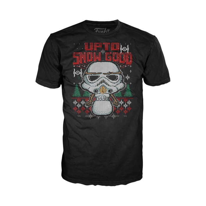 Funko Pop & Tee Figura Stormtrooper Navidad Star Wars - Pack Camiseta Unisex Algodón Talla S con Figura Coleccionable 10 cm