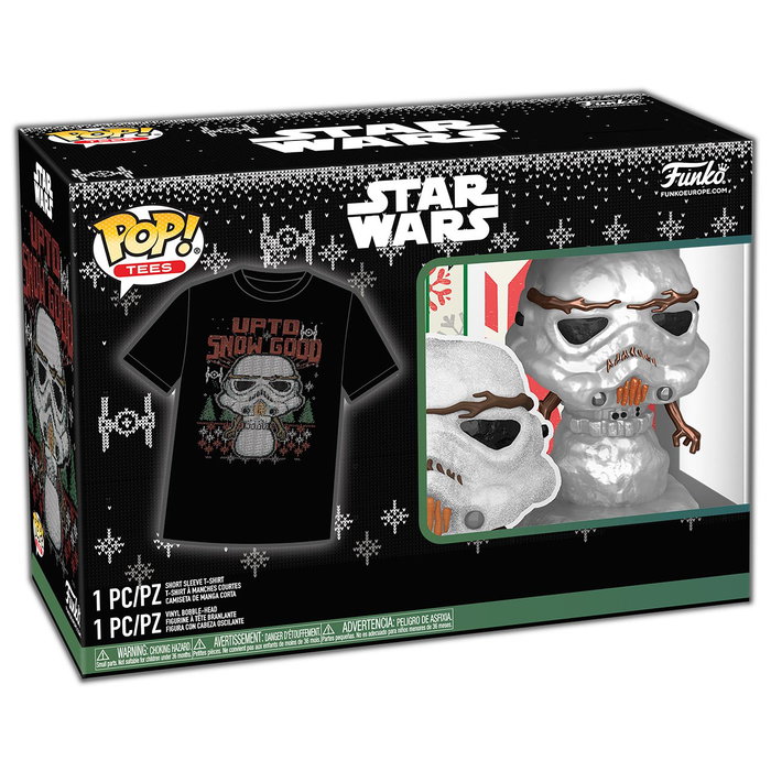 Funko Pop & Tee Figura Stormtrooper Navidad Star Wars - Pack Camiseta Unisex Algodón Talla S con Figura Coleccionable 10 cm