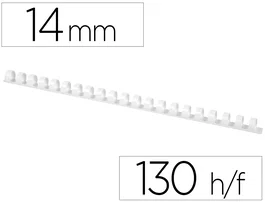 Q-connect Canutillo Redondo 14 mm Plástico Blanco Capacidad 130 Hojas Caja 100 Unidades