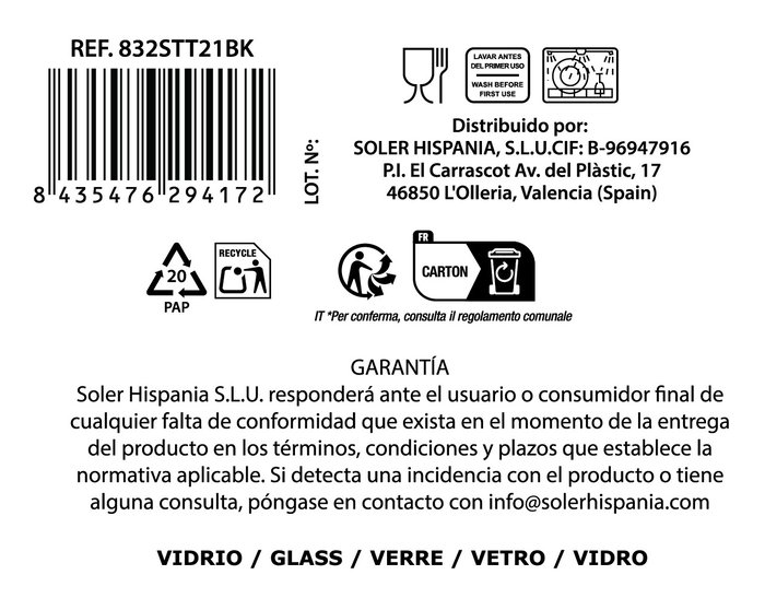 La Mediterranea Copa Zenya 360cc Transparente, Pack de 24 unidades