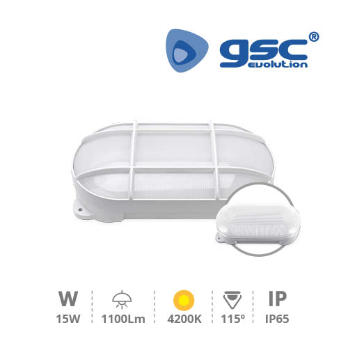GSC Evolution Aplique LED ovalado Cercis con rejilla 15W 6500K Blanco
