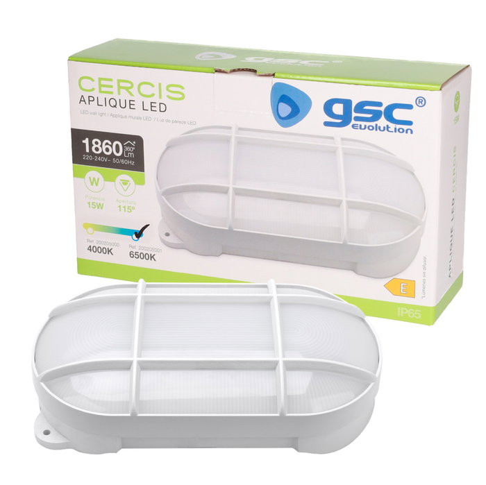GSC Evolution Aplique LED ovalado Cercis con rejilla 15W 6500K Blanco