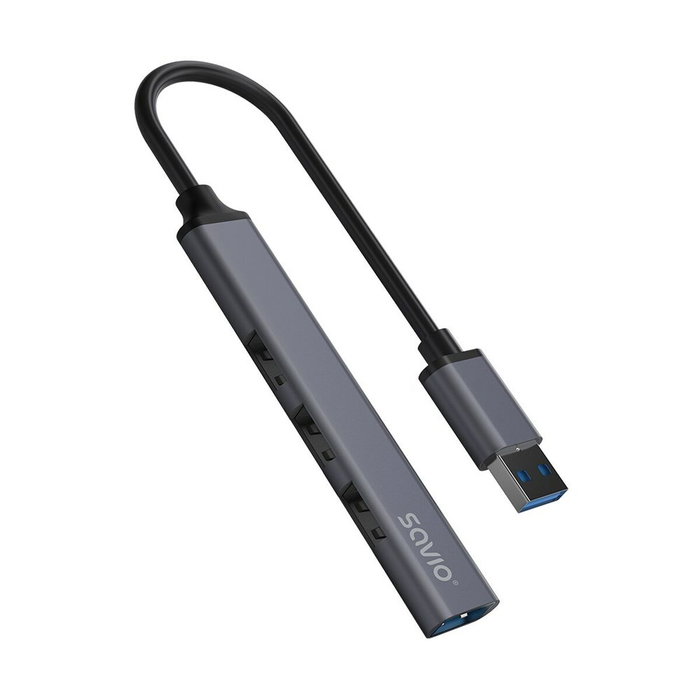 Concentrador usb-a savio ak-70 - 3 × usb-a 2.0, 1 × usb-a 3.1 gen 1, 4 en 1, 5 gbps