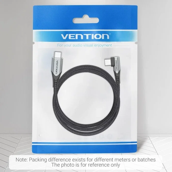 Vention Cable USB 2.0 TAKHF USB-C Angular a USB-C, 100W, 1m, Gris