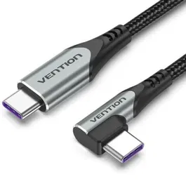 Vention Cable USB 2.0 Tipo-C 90º TAKHF Macho a Macho Carga Rápida 100W 480Mbps Longitud 1m Gris