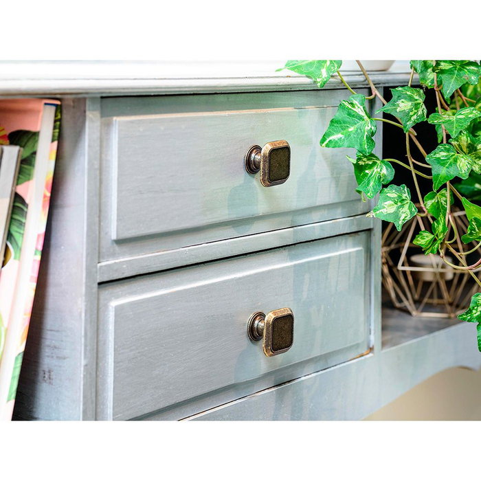 Rei Pomo Mueble Metálico Acabado Cuero Viejo Mod. 3120 Blister 4 Unidades 30x30mm