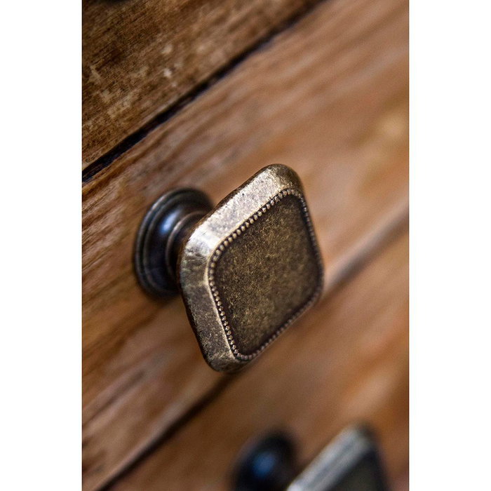 Rei Pomo Mueble Metálico Acabado Cuero Viejo Mod. 3120 Blister 4 Unidades 30x30mm