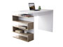 Hanah Home Mesa de Estudio Escandinava Blanca y Nogal, 120x75x60cm, Tablero Melamina 18mm, Diseño Elegante y Funcional