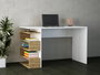 Hanah Home Mesa de Estudio Escandinava Blanca y Nogal, 120x75x60cm, Tablero Melamina 18mm, Diseño Elegante y Funcional