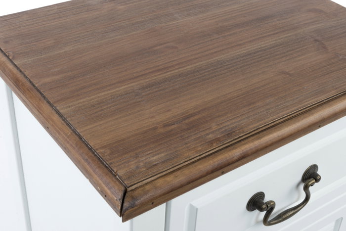 Mesita De Noche Romantico DKD Home Decor Blanco Marron 36 x 67 x 47 cm
