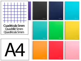 Liderpapel Cuaderno Espiral A4 Micro Jolly Tapa Forrada 140 Hojas 75gr Cuadro 5mm Colores Surtidos