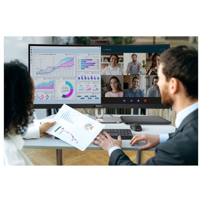 Philips 6000 Series 34B2U6603CH Monitor 34" Curvo Wide Quad HD 3440x1440 120Hz USB-C 100W