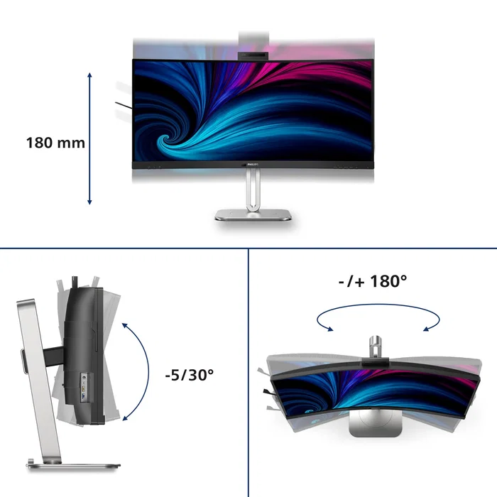 Philips 34B2U6603CH/00 Monitor Curvo 34 pulgadas Wide Quad HD Gris Philips 34B2U6603CH/00 Monitor Curvo 34 pulgadas Wide Quad HD Gris