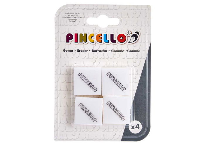 Pincello Set 4 Gomas Borrar Blancas 9.5x13.5x2 cm (Set de 36)