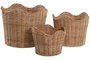 DKD Home Decor Set de 3 Cestas de Ratán y Metal Natural 30x30x25 cm