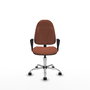 Silla de oficina Algarra con mecanismo Contacto permanente básico tapizada con Tela color Marrón. Equipada con Base cromada, Brazos fijos y Ruedas de nailon 50 mm