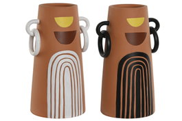 DKD Home Decor Jarrón de Terracota Pintado a Mano Surtido