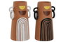 DKD Home Decor Jarrón de Terracota Pintado a Mano Surtido