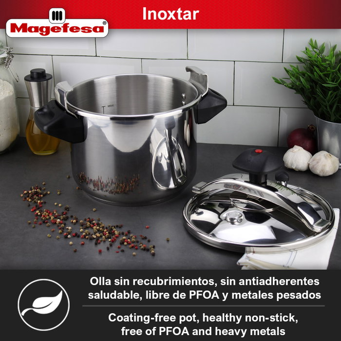 Magefesa Inoxstar Olla a Presión 10 Litros Recta Todo Tipo Fuego
