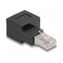 DeLOCK Adaptador RJ45 Macho a RJ45 Hembra Cat.6A 90° Derecha Negro