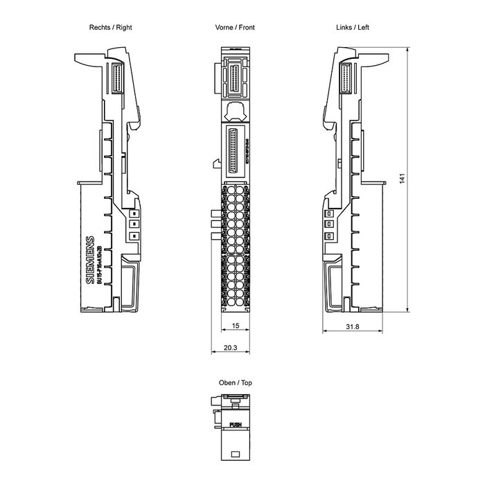 Siemens 6ES7193-6BP20-0BA0 SIMATIC ET 200SP Baseunit BU15-P16+A10+2B Siemens 6ES7193-6BP20-0BA0 SIMATIC ET 200SP Baseunit BU15-P16+A10+2B