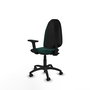 Silla de oficina Algarra con mecanismo Contacto permanente básico tapizada con Similpiel color Verde botella. Equipada con Base poliamida negra, Brazos 2D y Ruedas autofrenantes