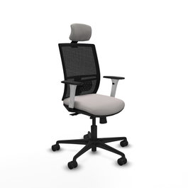 PIQUERAS Y CRESPO Silla de oficina Yunquera con mecanismo Sincro/Traslack Blanco y Negro