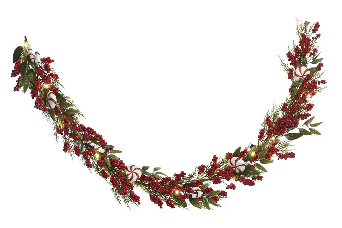 DKD Home Decor Guirnalda Navidad Tradicional Verde Rojo 15 x 180 x 15 cm 35 Leds