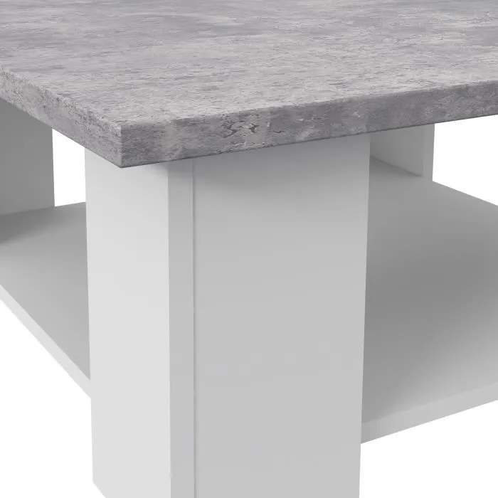 Mesa de centro PILVI Hormigón blanco y gris claro L 67 x P 67 x A 31 cm