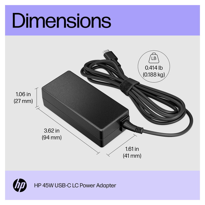 HP Adaptador de alimentación USB-C LC de 45 W